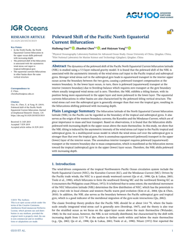 Poleward Shift of the Pacific North Equatorial Current Bifurcation