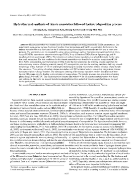 Hydrothermal Synthesis of Titanate Nanotubes Followed by Electrodeposition Process