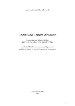 Papiers De Robert Schuman