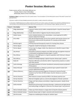 Poster Session Abstracts