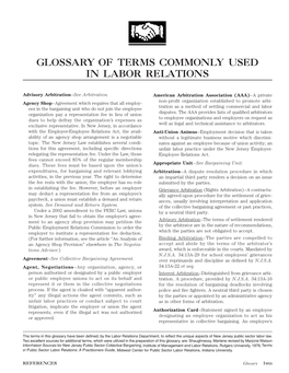 Glossary of Terms Commonly Used in Labor Relations