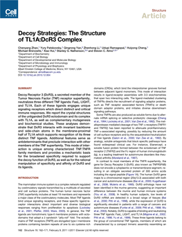 Decoy Strategies: the Structure of TL1A:Dcr3 Complex