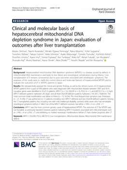 Clinical and Molecular Basis of Hepatocerebral Mitochondrial DNA