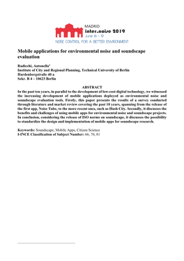 Mobile Applications for Environmental Noise and Soundscape Evaluation