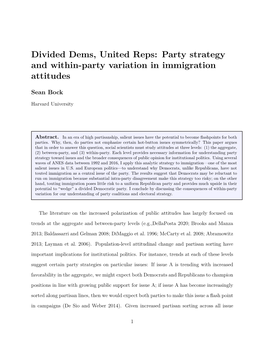 Party Strategy and Within-Party Variation in Immigration Attitudes