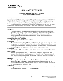 Glossary of Terms