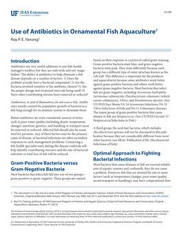 Use of Antibiotics in Ornamental Fish Aquaculture1 Roy P