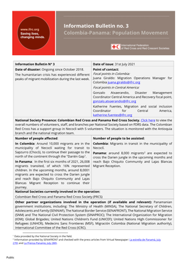 Information Bulletin No. 3 Colombia-Panama: Population Movement