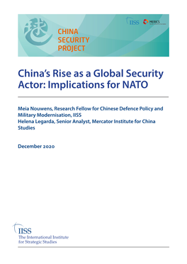 China's Rise As a Global Security Actor: Implications for NATO