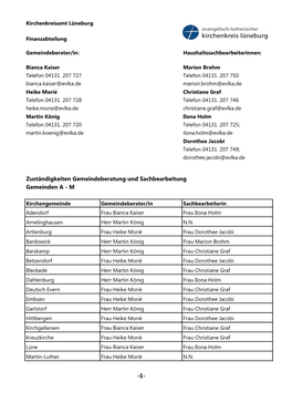 Zuständigkeiten Gemeindeberatung Und Sachbearbeitung Gemeinden a - M