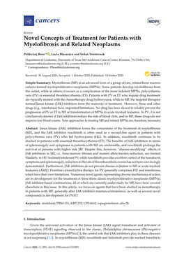 Novel Concepts of Treatment for Patients with Myelofibrosis And