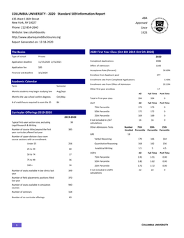 2020 Standard 509 Information Report