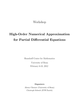 Workshop High-Order Numerical Approximation for Partial Differential Equations