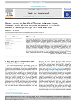 Humans Confront the Last Glacial Maximum in Western Europe