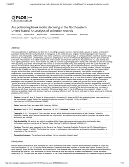 Are Pollinating Hawk Moths Declining in the Northeastern United States? an Analysis of Collection Records