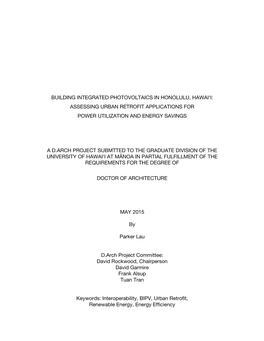 Building Integrated Photovoltaics in Honolulu, Hawai‘I: Assessing Urban Retrofit Applications for Power Utilization and Energy Savings