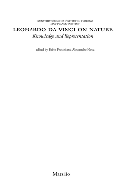 Leonardo Da Vinci on Nature Alessandro Nova E Gerhard Wolf Knowledge and Representation