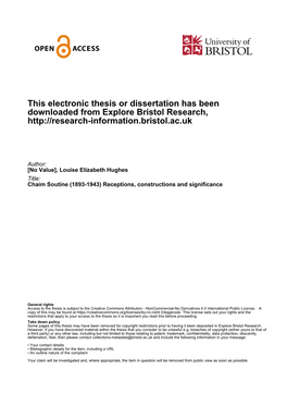 This Electronic Thesis Or Dissertation Has Been Downloaded from Explore Bristol Research