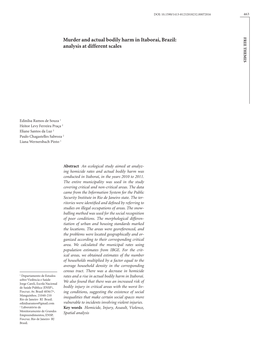 Murder and Actual Bodily Harm in Itaborai, Brazil: Brazil: and Actual Bodily Harmitaborai, in Murder Scales Analysis at Different 2 2