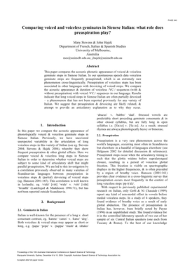 Comparing Voiced and Voiceless Geminates in Sienese Italian: What Role Does Preaspiration Play?