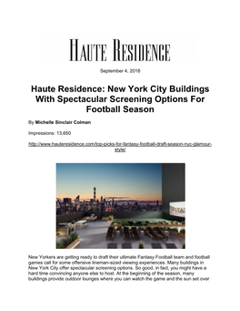 Haute Residence: New York City Buildings with Spectacular Screening Options for Football Season