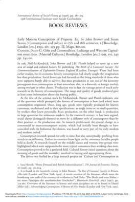 Early Modern Conceptions of Property. Ed. by John Brewer and Susan Staves