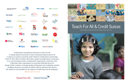 Teach for All & Credit Suisse