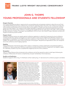John G. Thorpe Young Professionals and Students Fellowship