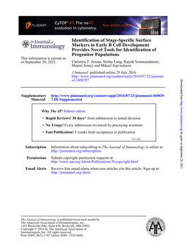 Identification of Stage-Specific Surface Markers in Early B Cell