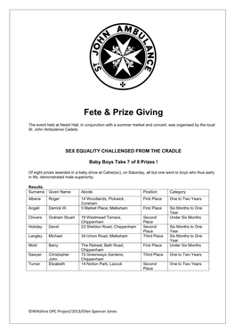 Fete & Prize Giving