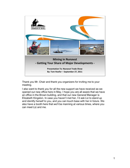 Mining in Nunavut ‐ Getting Your Share of Major Developments ‐