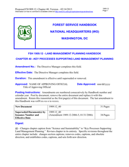 Forest Service Handbook National