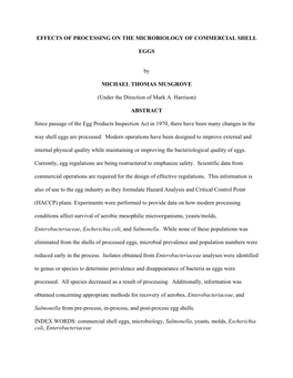 Effects of Processing on the Microbiology of Commercial Shell