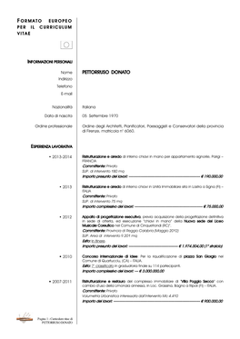 Formato Europeo Per Il Curriculum Vitae