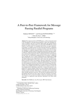 A Peer-To-Peer Framework for Message Passing Parallel Programs