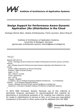 Design Support for Performance Aware Dynamic Application (Re-)Distribution in the Cloud