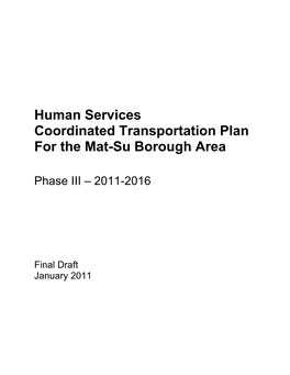 Human Services Coordinated Transportation Plan for the Mat-Su Borough Area