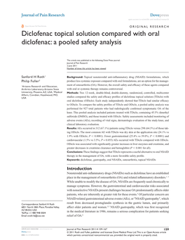 Diclofenac Topical Solution Compared with Oral Diclofenac: a Pooled Safety Analysis