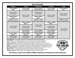 Arena Schedule