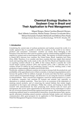 Chemical Ecology Studies in Soybean Crop in Brazil and Their Application to Pest Management