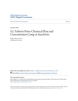 I.G. Farben's Petro-Chemical Plant and Concentration Camp at Auschwitz Robert Simon Yavner Old Dominion University