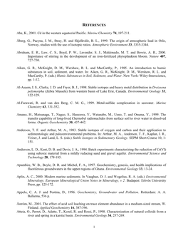 REFERENCES Abe, K., 2001. Cd in the Western Equatorial Pacific