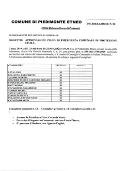 Comune Di Piedimonte Etneo Deliberazione N