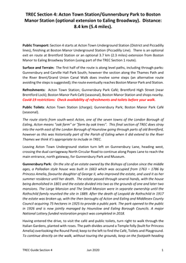 TREC Section 4: Acton Town Station/Gunnersbury Park to Boston Manor Station (Optional Extension to Ealing Broadway)