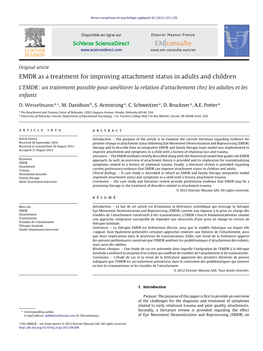 EMDR As a Treatment for Improving Attachment Status in Adults and Children