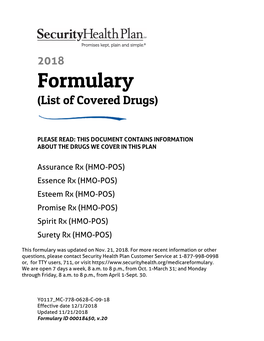 Formulary (List of Covered Drugs)