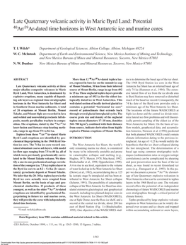 Late Quaternary Volcanic Activity in Marie Byrd Land: Potential 40Ar/39Ar-Dated Time Horizons in West Antarctic Ice and Marine Cores