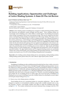 Building Applications, Opportunities and Challenges of Active Shading Systems: a State-Of-The-Art Review