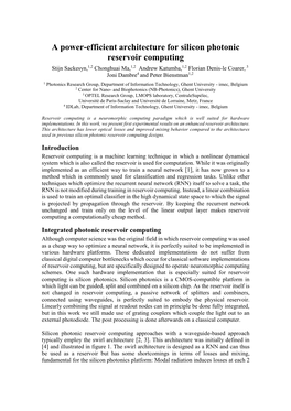 A Power-Efficient Architecture for Silicon Photonic Reservoir Computing