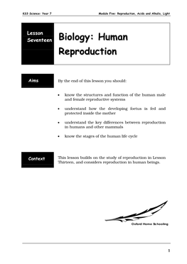 KS3 Science: Year 7 Module Five: Reproduction, Acids and Alkalis, Light